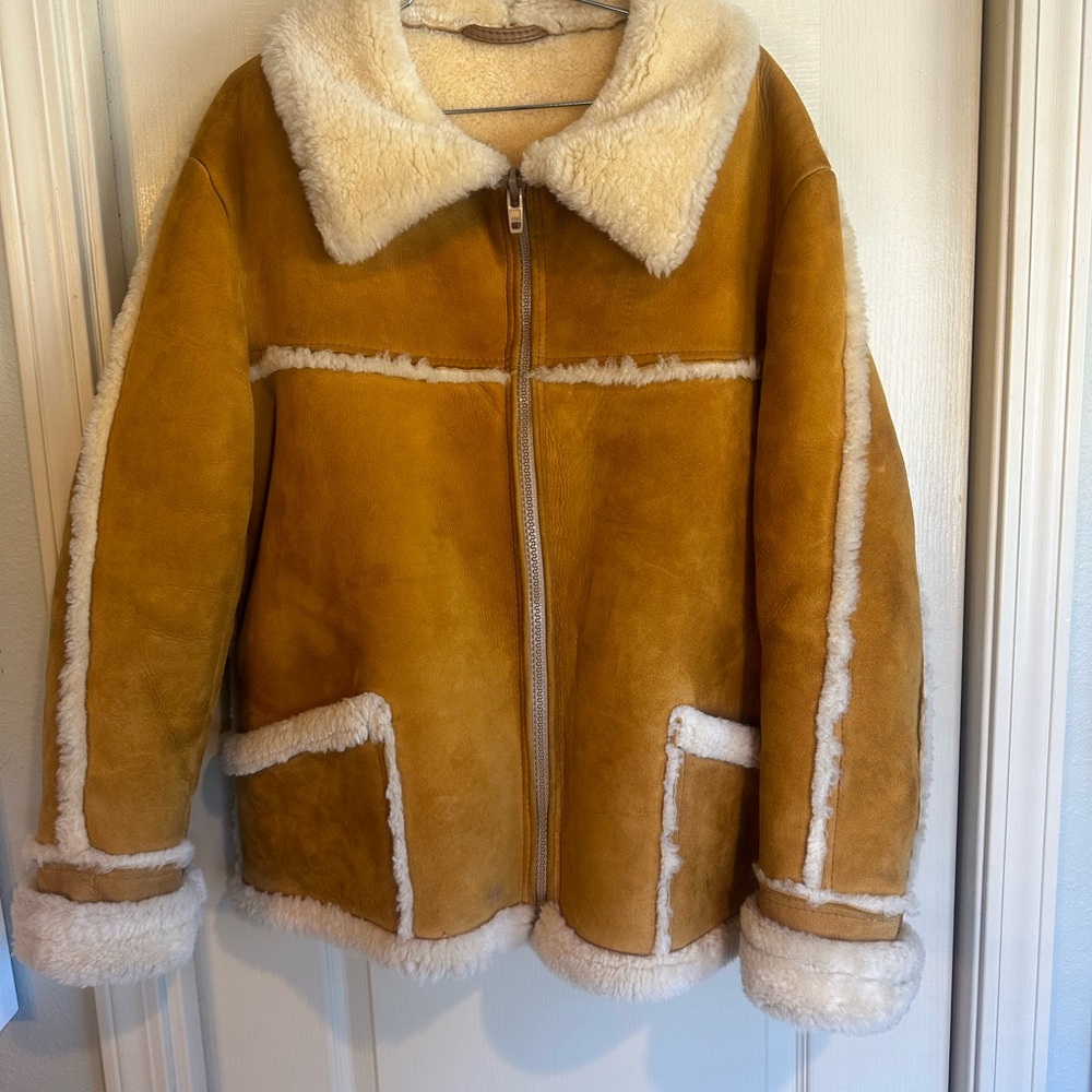 Real leather shearling sheepskin jacket